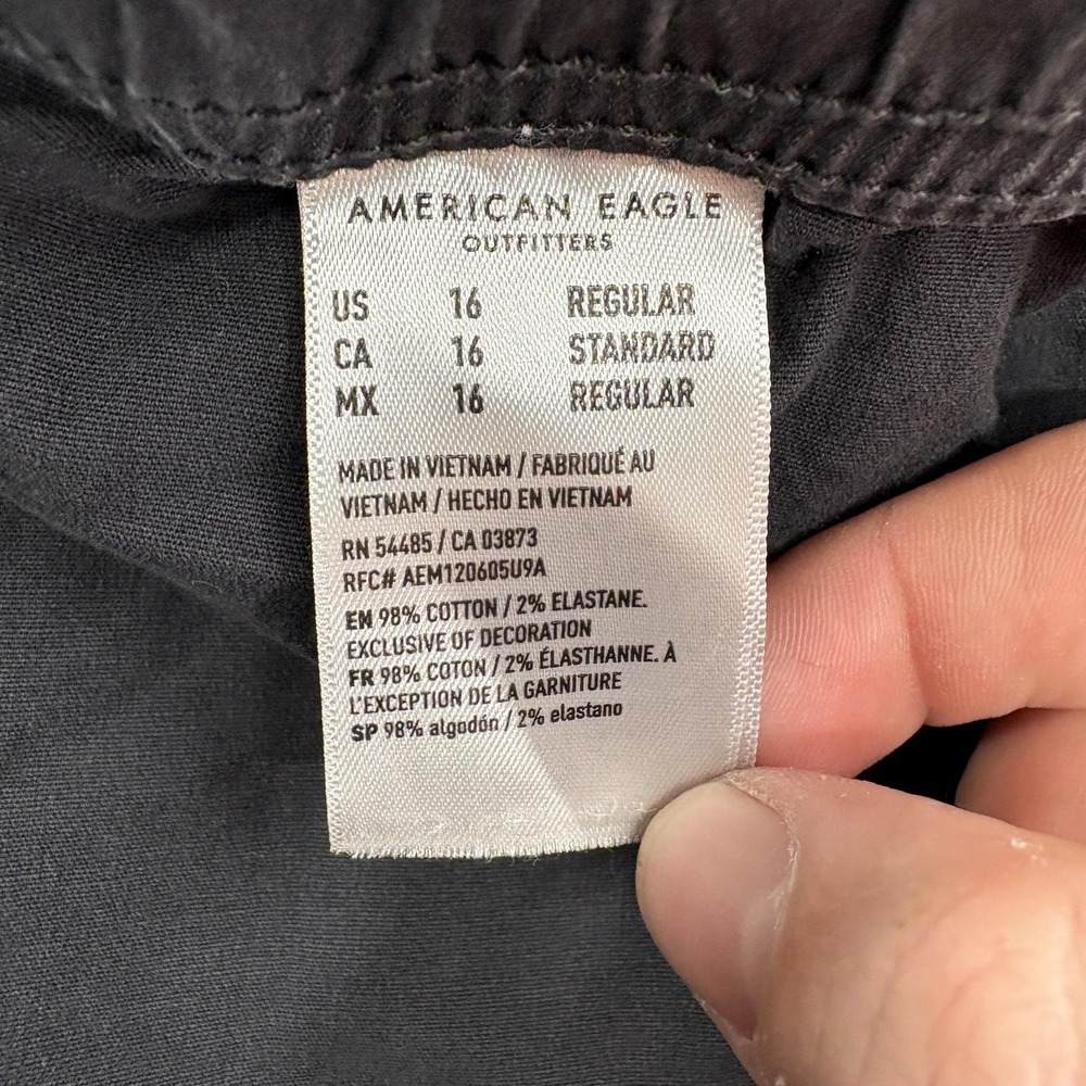 American Eagle Baggy Jogger Cargo Pants Womens 16 Gray Stretch Twill Casual Y2K - Picture 5 of 11